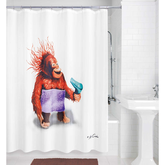 Blow Dryer Monkey Shower Curtain - Allure Home Creation