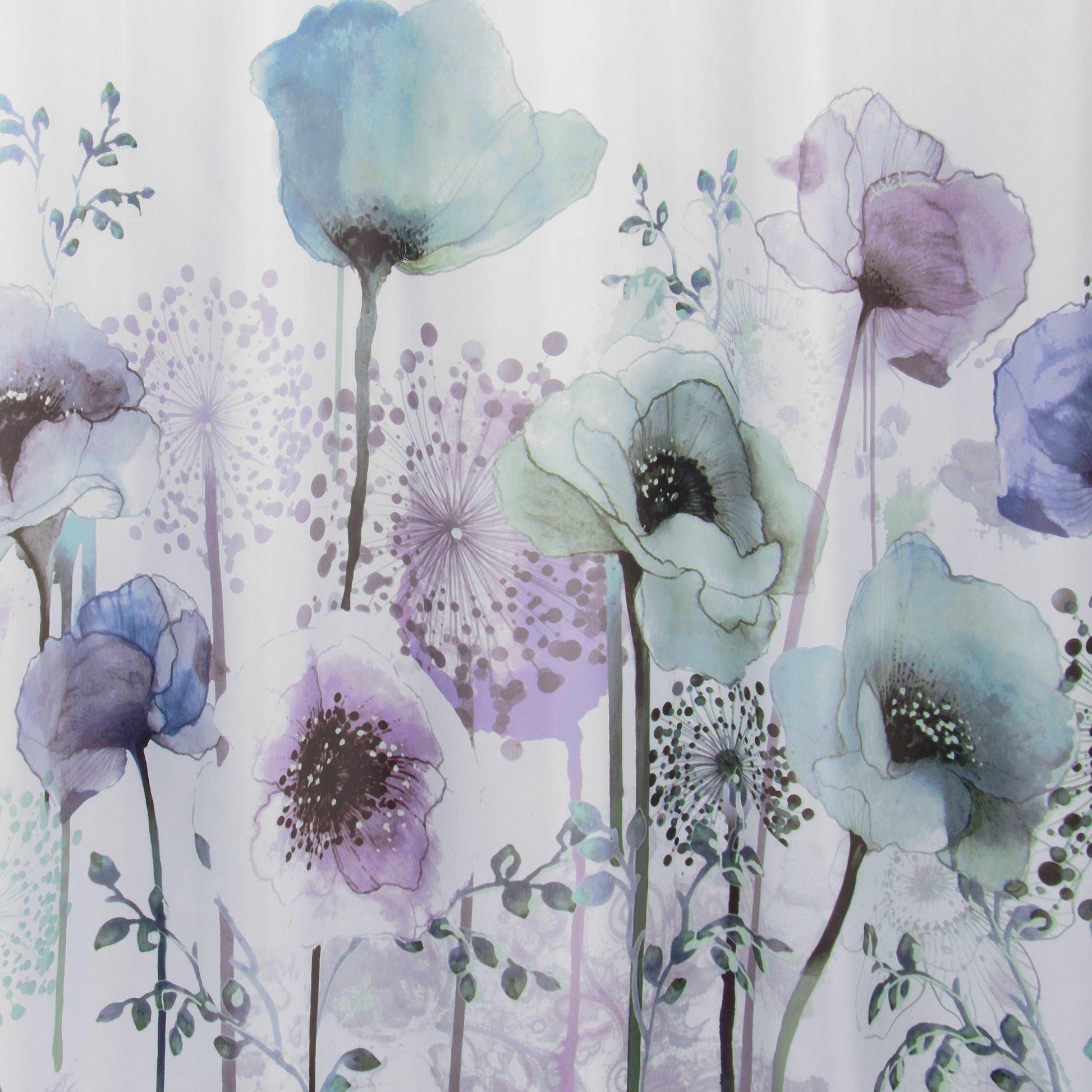 Blue Poppies Watercolor Shower Curtain - Allure Home Creation