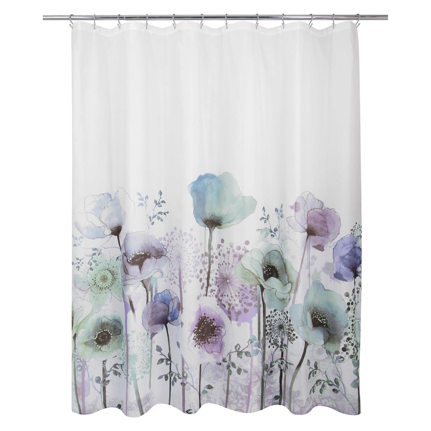 Blue Poppies Watercolor Shower Curtain - Allure Home Creation