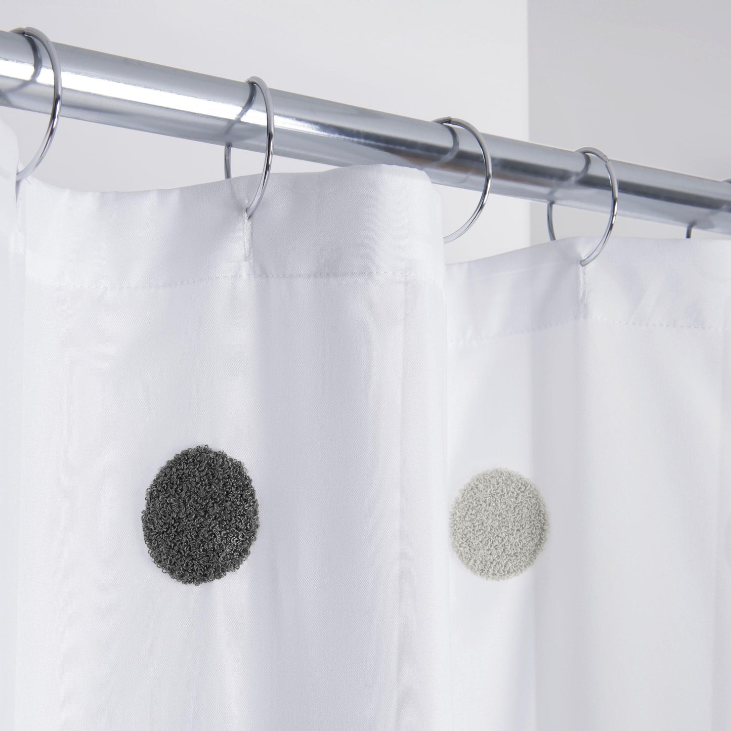 Dots Embellished Pom-Poms Shower Curtain - Allure Home Creation