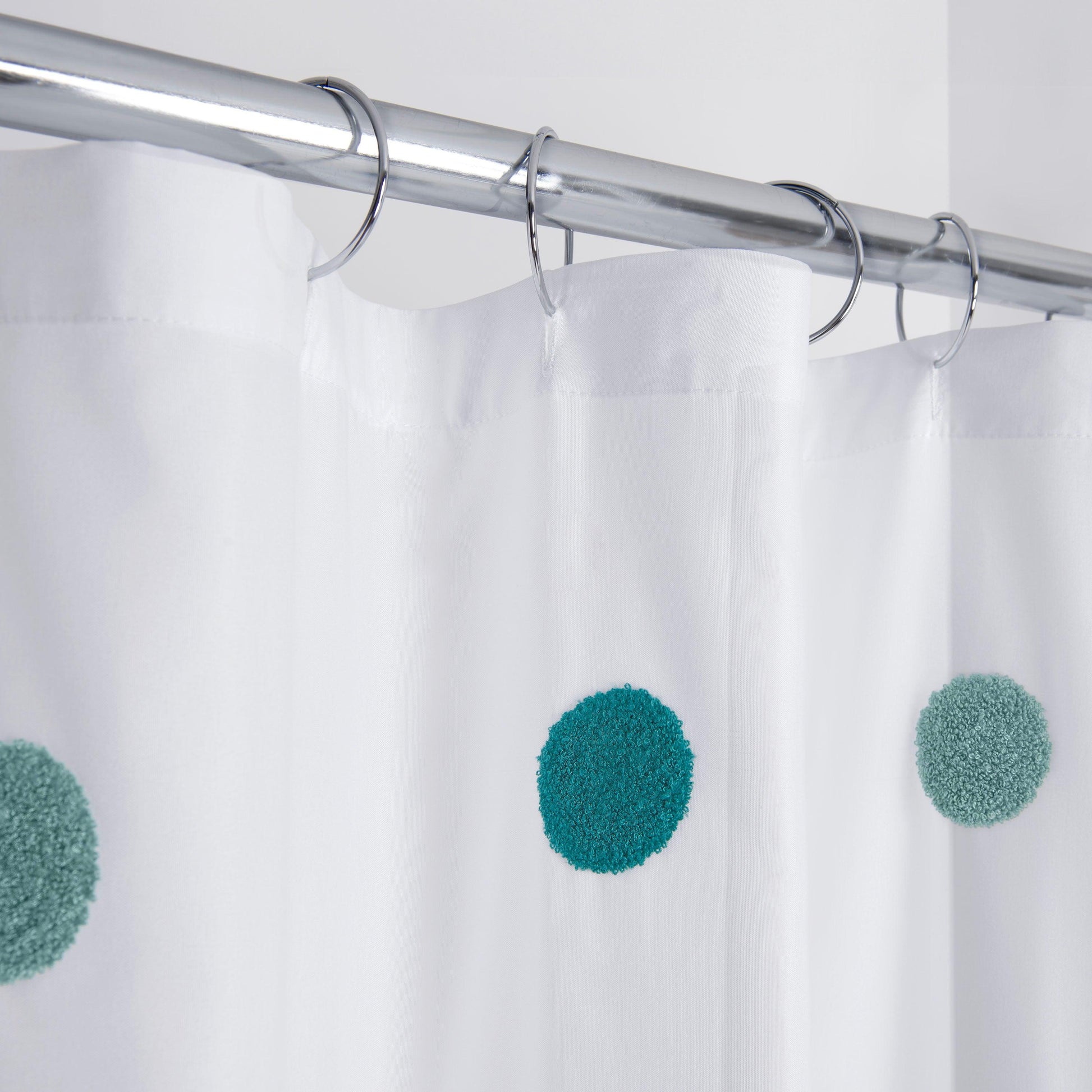 Dots Embellished Pom-Poms Shower Curtain - Allure Home Creation