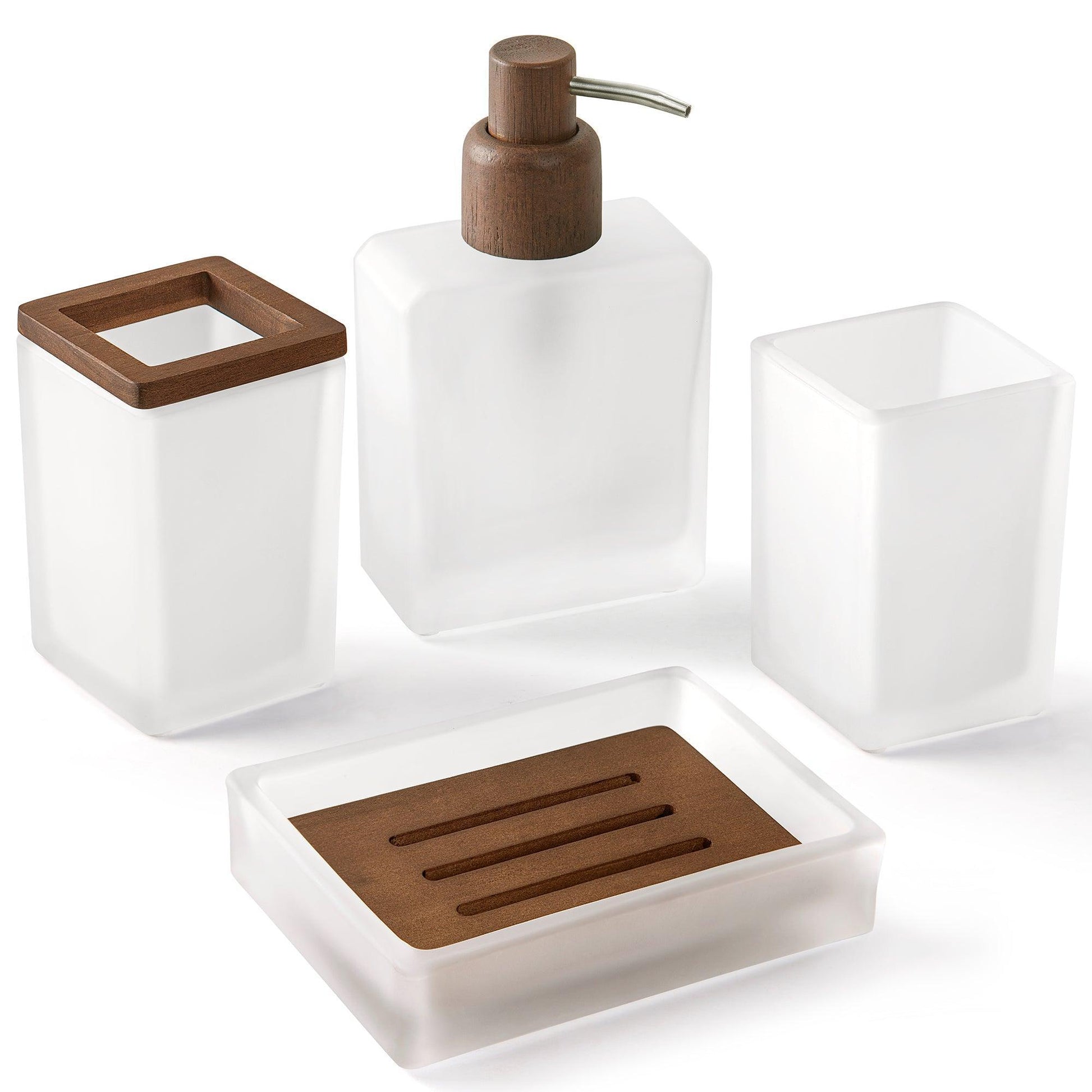 Frosty Glass 4-Piece Bathroom Accessory Set - Allure Home Creation