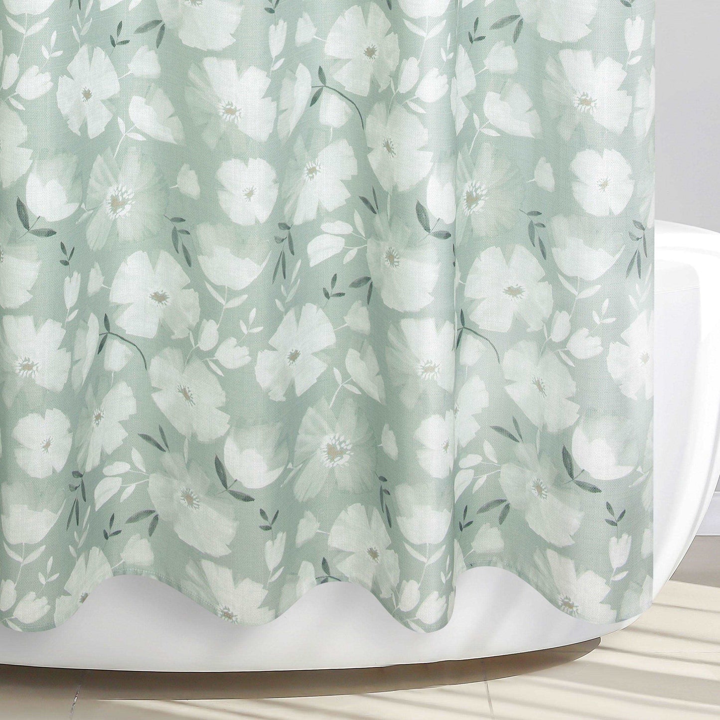 Monotone Floral Sage Shower Curtain - Allure Home Creation