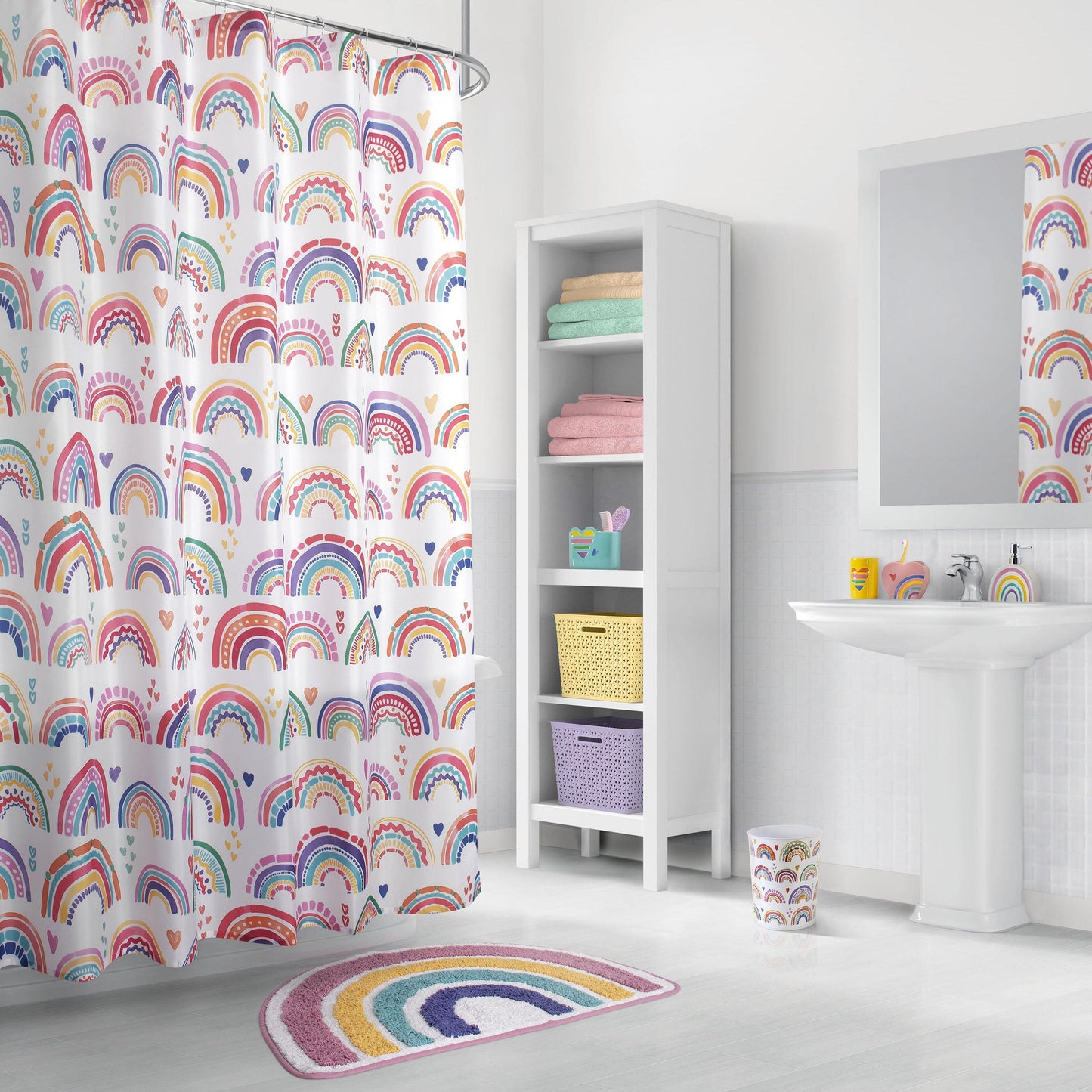 Rainbow Hearts 7-Piece Bath Set - Allure Home Creation