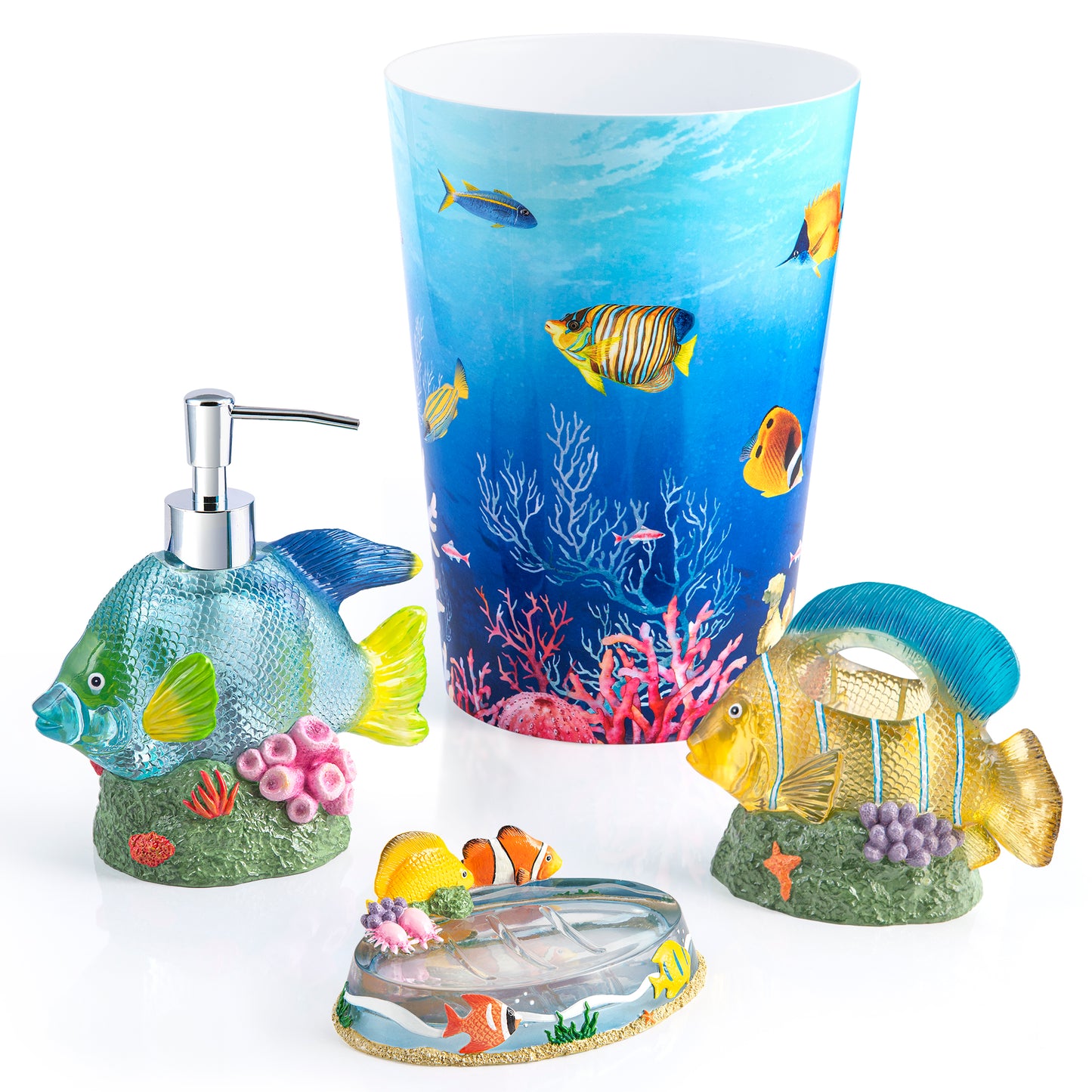 Under The Sea Fish 4-Piece Bathroom Accessory Set