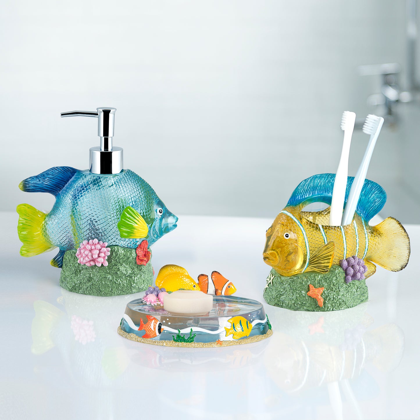 Under The Sea Fish 3-Piece Bathroom Accessory Set
