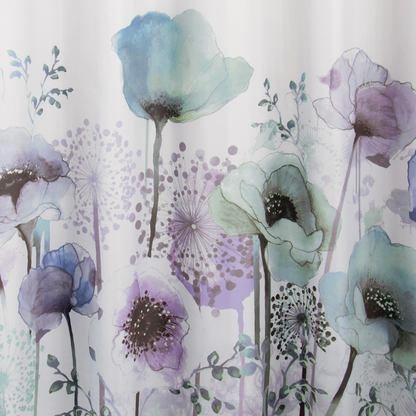 Blue Poppies Watercolor Shower Curtain