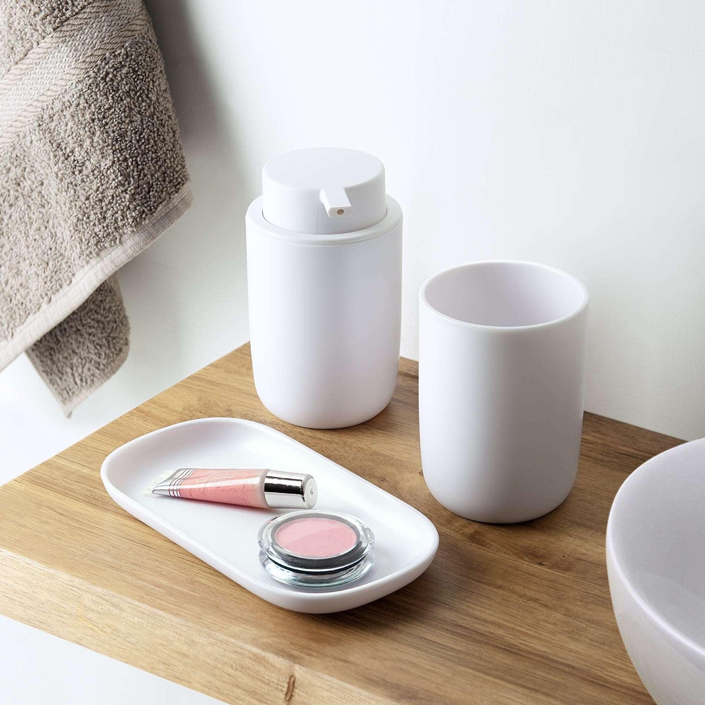 Aiello 3-Piece Solid Plastic Bathroom Accessory Set - Allure Home Creation