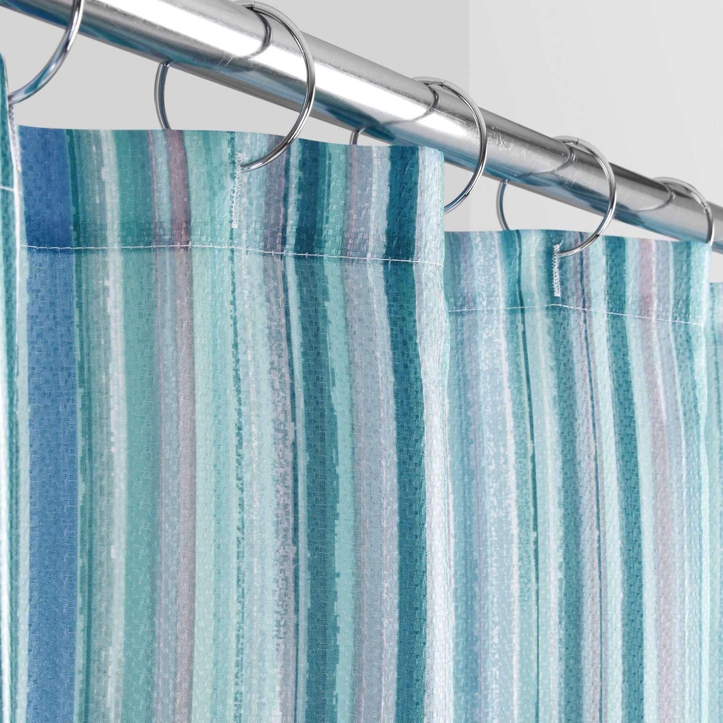 Avenue Teal Blue Vertical Stripe Shower Curtain - Allure Home Creation