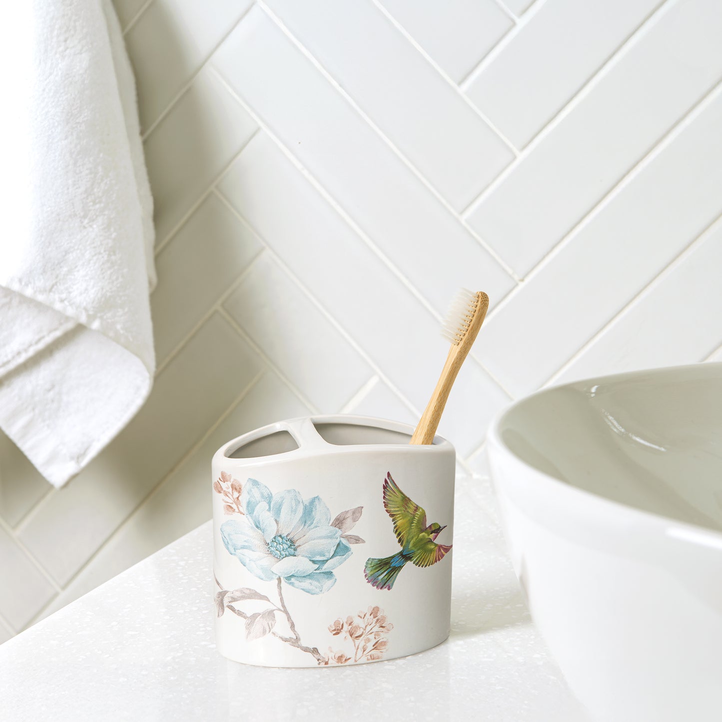 Birds and Botanicals 4-Piece Bathroom Accessory Set