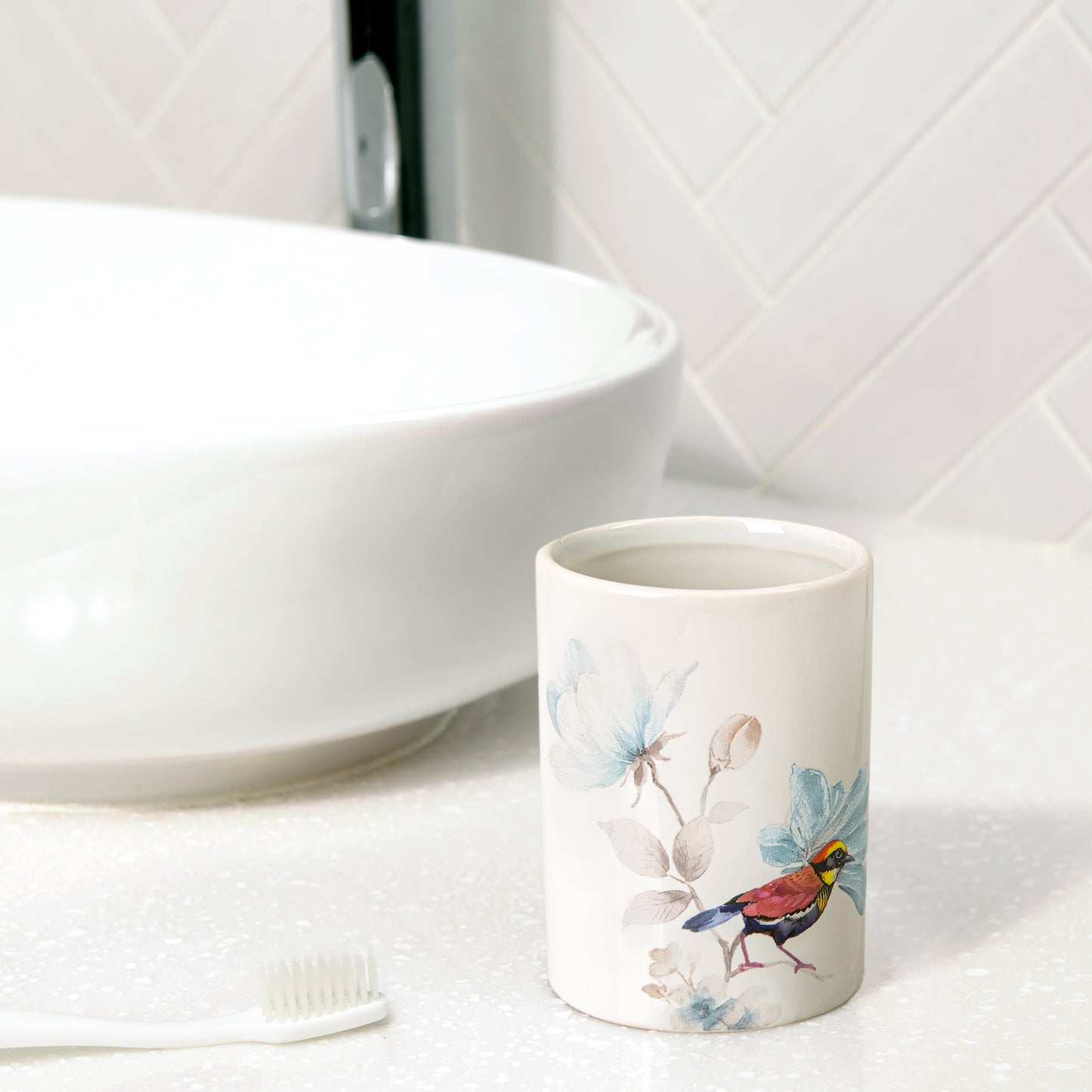 Birds and Botanicals 4-Piece Bathroom Accessory Set