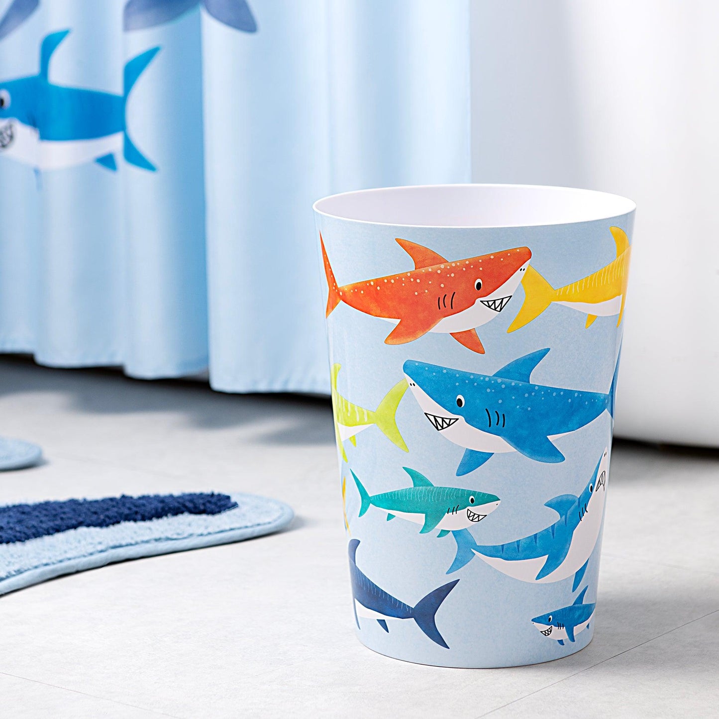 Colorful Sharks Wastebasket - Allure Home Creation