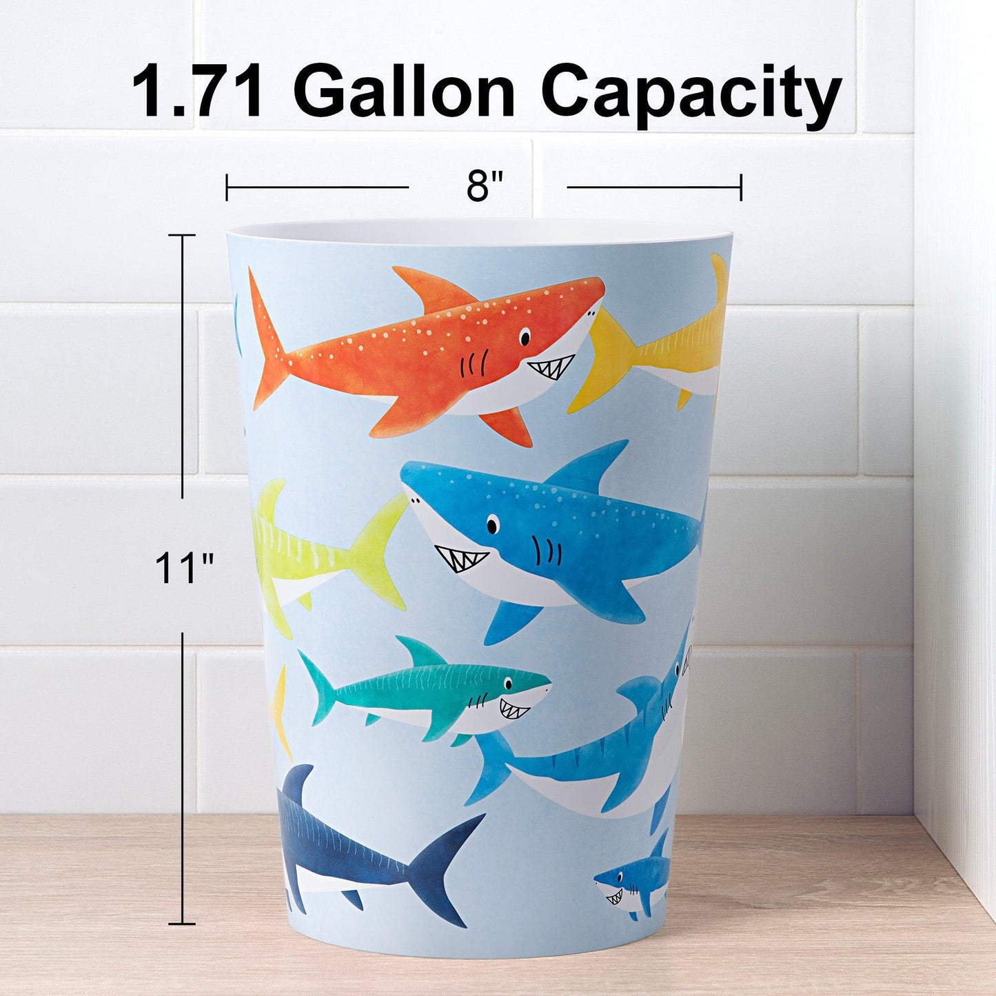 Colorful Sharks Wastebasket - Allure Home Creation