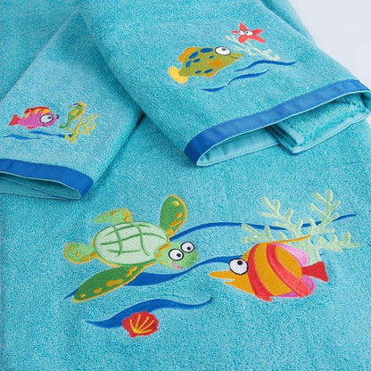 Fish Tails 3-Piece Cotton Embroidered Towel Set - Allure Home Creation