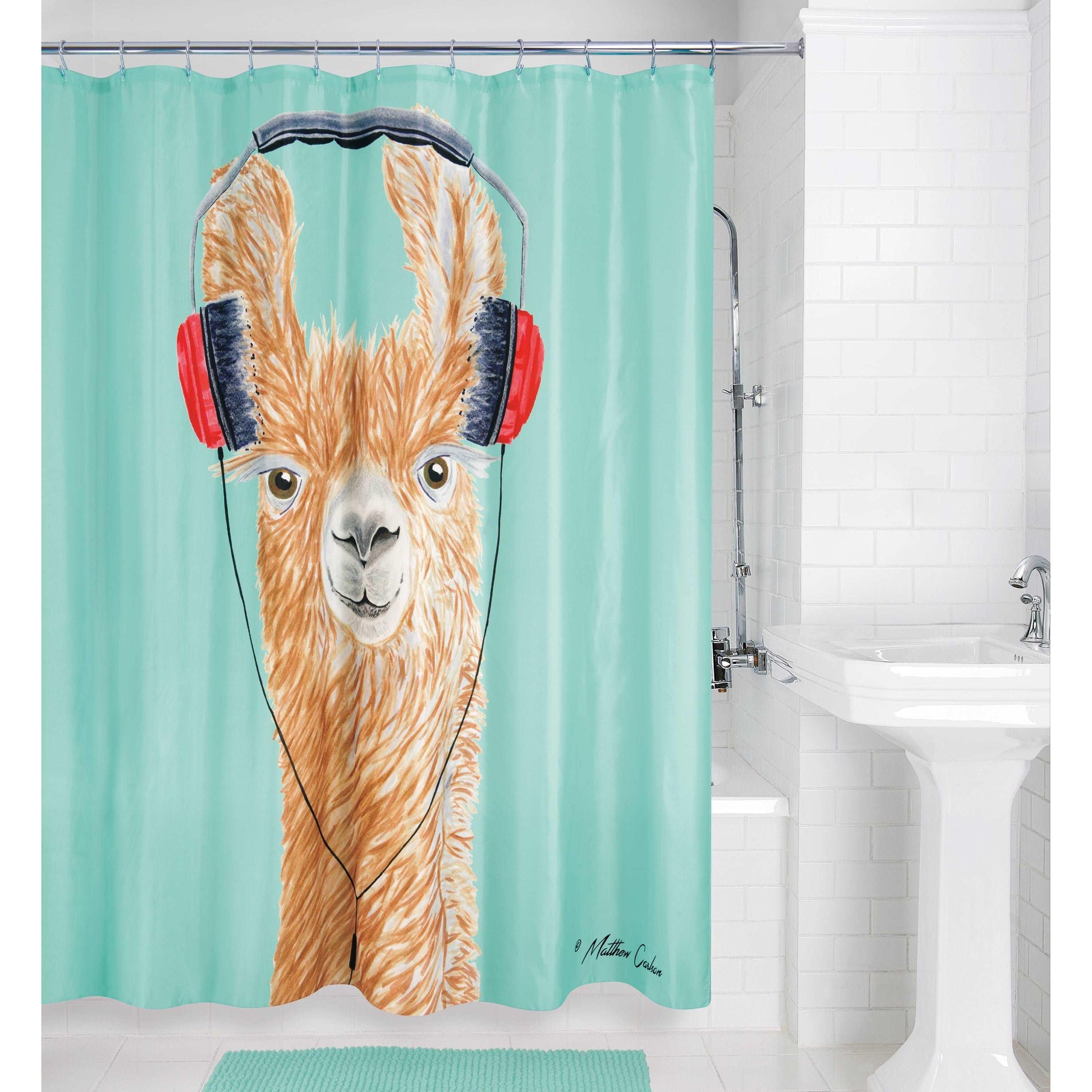 Headphone Llama Shower Curtain - Allure Home Creation