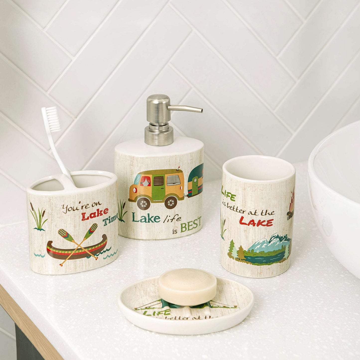 Lake Holiday 4-Piece Bathroom Accessory Set