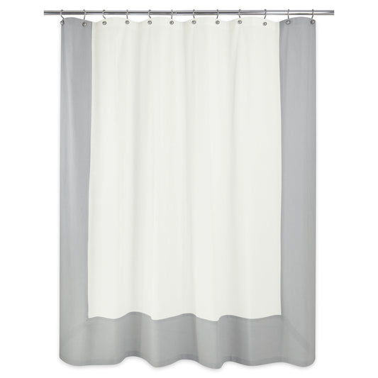 Palmer Gray and White Block Border Cotton Shower Curtain - Allure Home Creation