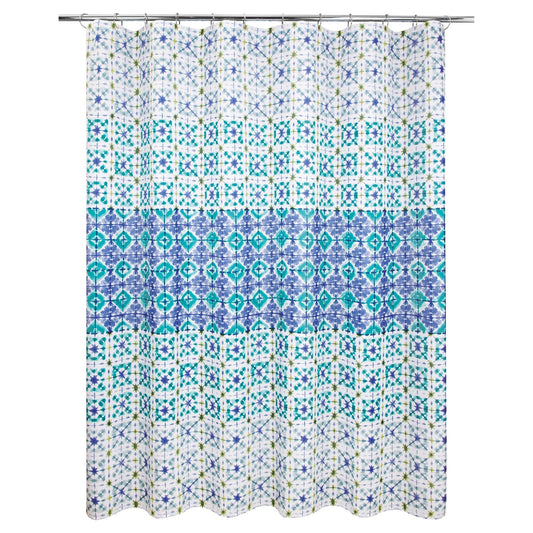 Tie Dye Blue Medallion Shower Curtain - Allure Home Creation