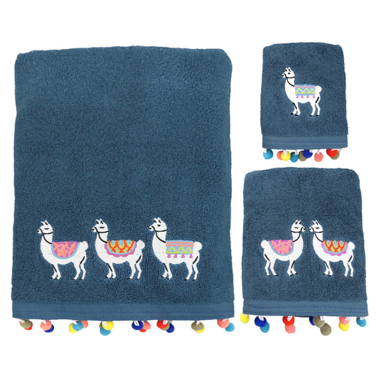 Llamas 3-Piece Cotton Embroidered Towel Set - Allure Home Creation
