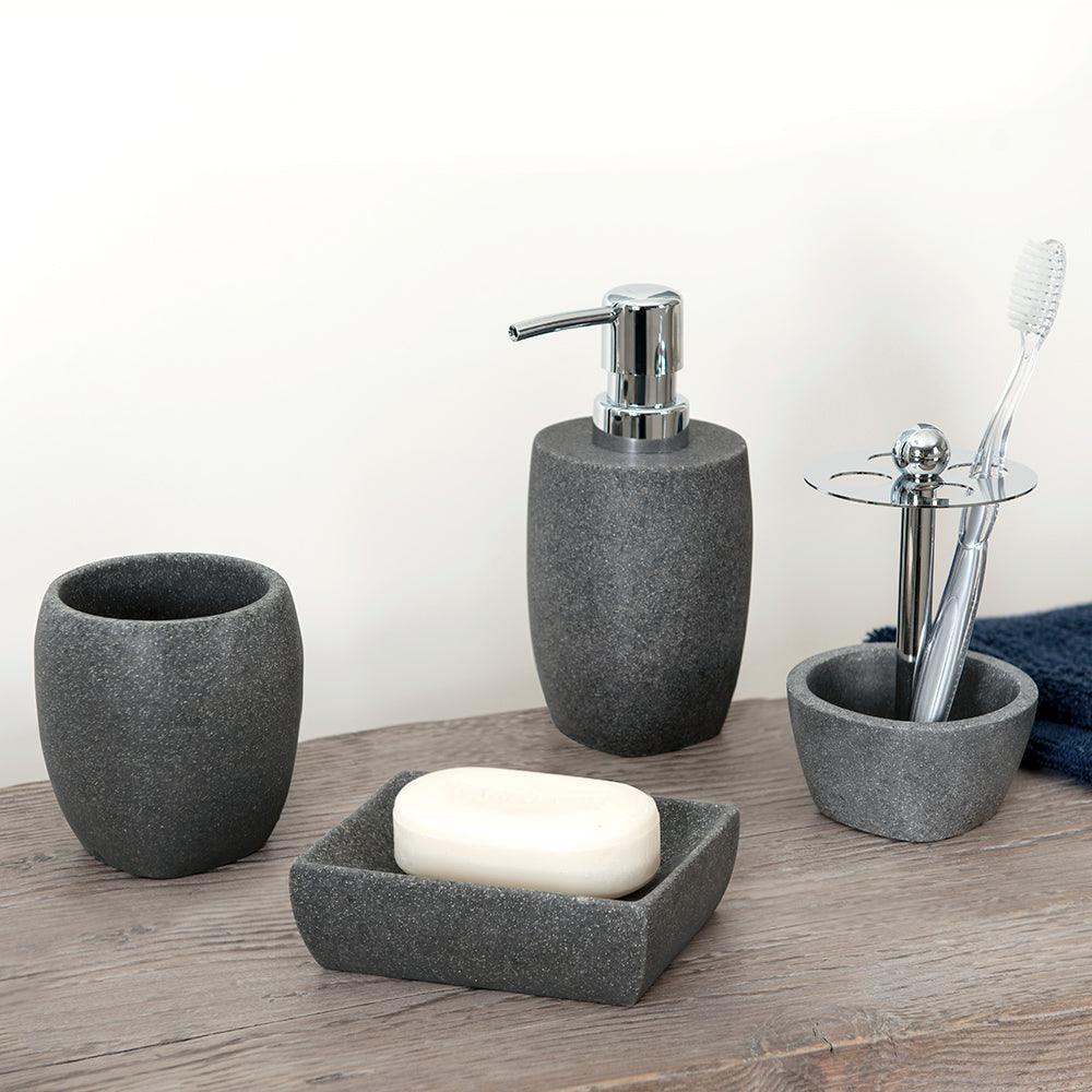Charcoal Stone Grey 4-Piece Bathroom Accessory Set - Allure Home Creation