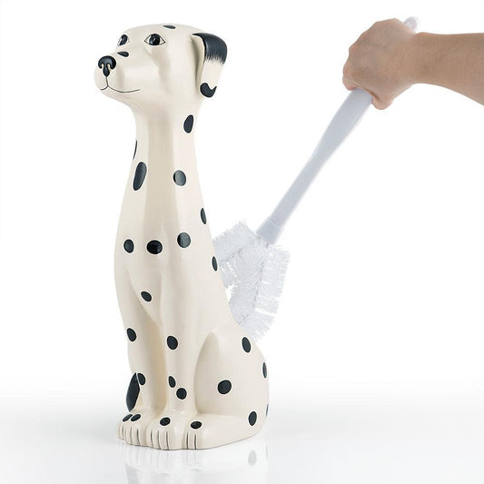 Dalmatian 2-Piece Ceramic Toilet Brush Holder with Plastic Brush Set - Allure Home Creation