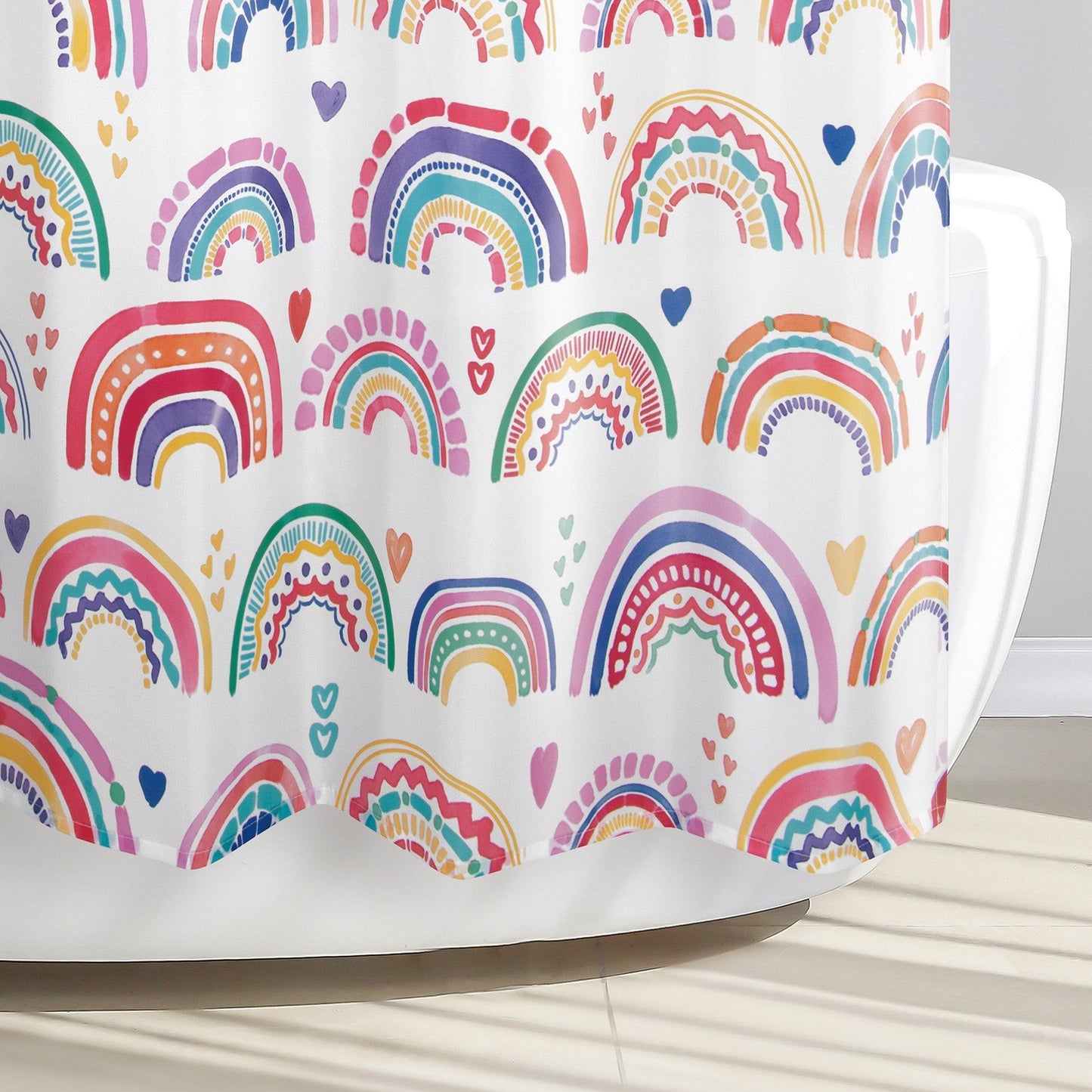 Rainbow Hearts Shower Curtain - Allure Home Creation