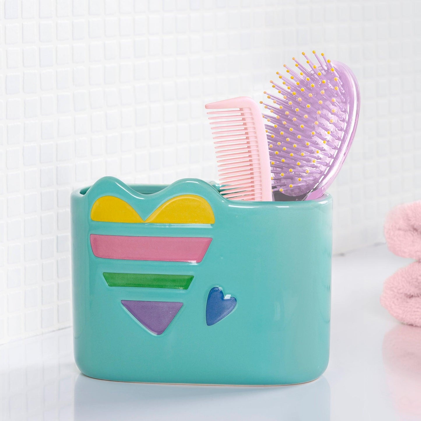 Rainbow Hearts 4-Piece Bathroom Accessory Set - Allure Home Creation