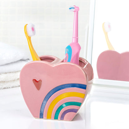 Rainbow Hearts 4-Piece Bathroom Accessory Set - Allure Home Creation