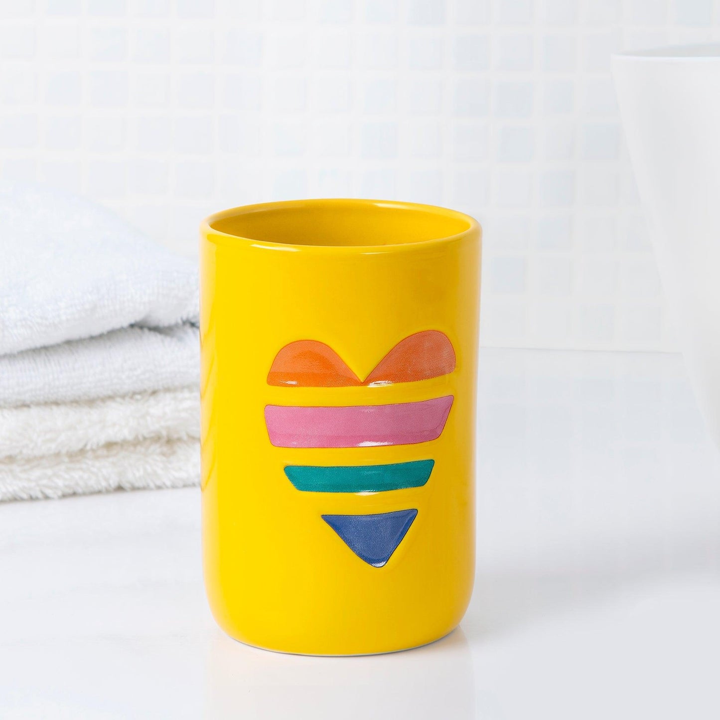 Rainbow Hearts 4-Piece Bathroom Accessory Set - Allure Home Creation