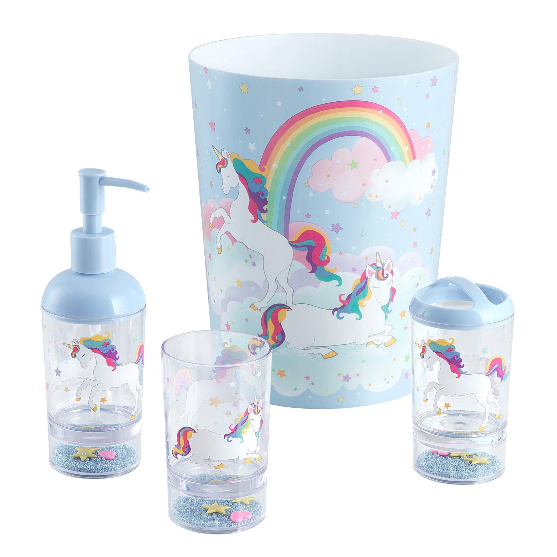 Unicorn & Rainbow 4-Piece Bathroom Accessory Set - Allure Home Creation