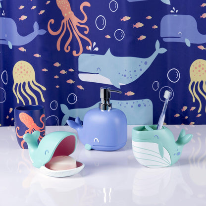 Whales 4-Piece Resin Bathroom Accessory Set - Allure Home Creation
