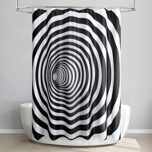 3D Black/White Hole Shower Curtain - Allure Home Creation