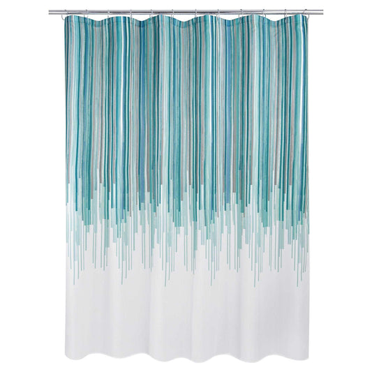 Avenue Teal Blue Vertical Stripe Shower Curtain - Allure Home Creation