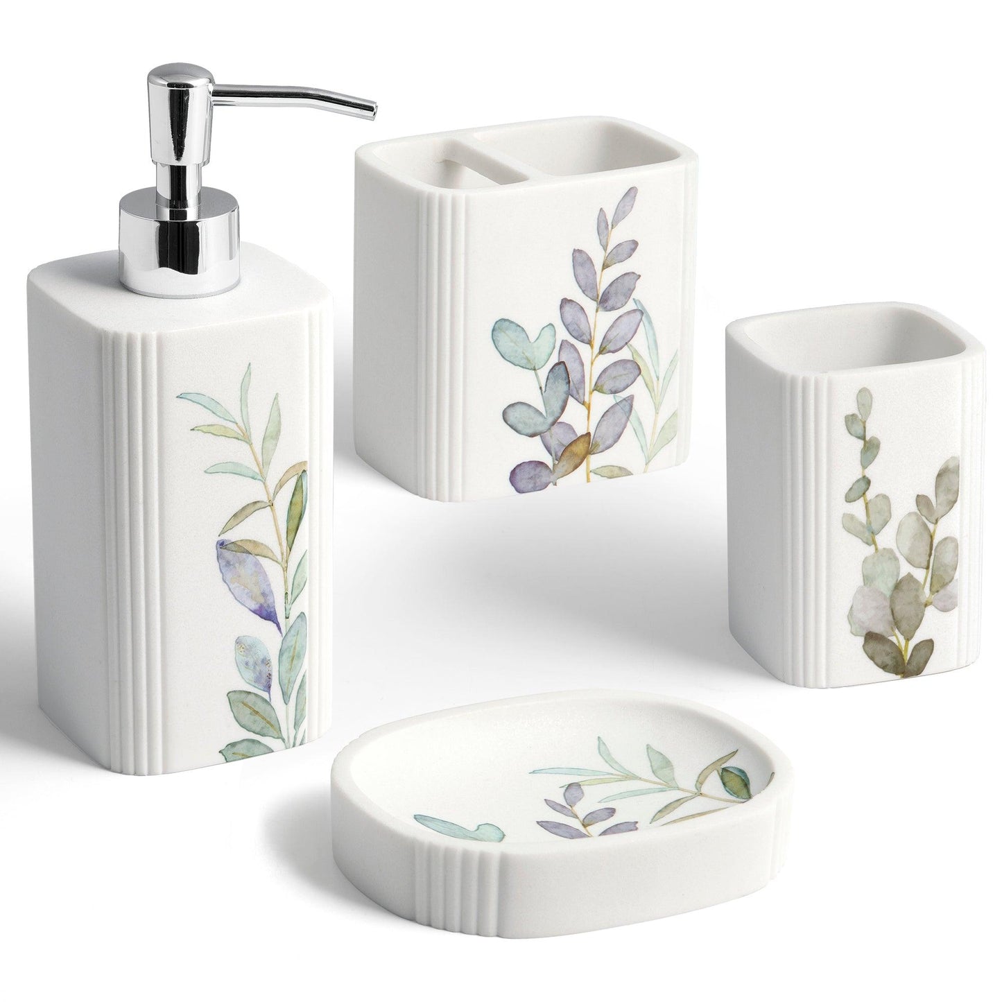 Botanical 4-Piece Bathroom Accessory Set - Allure Home Creation