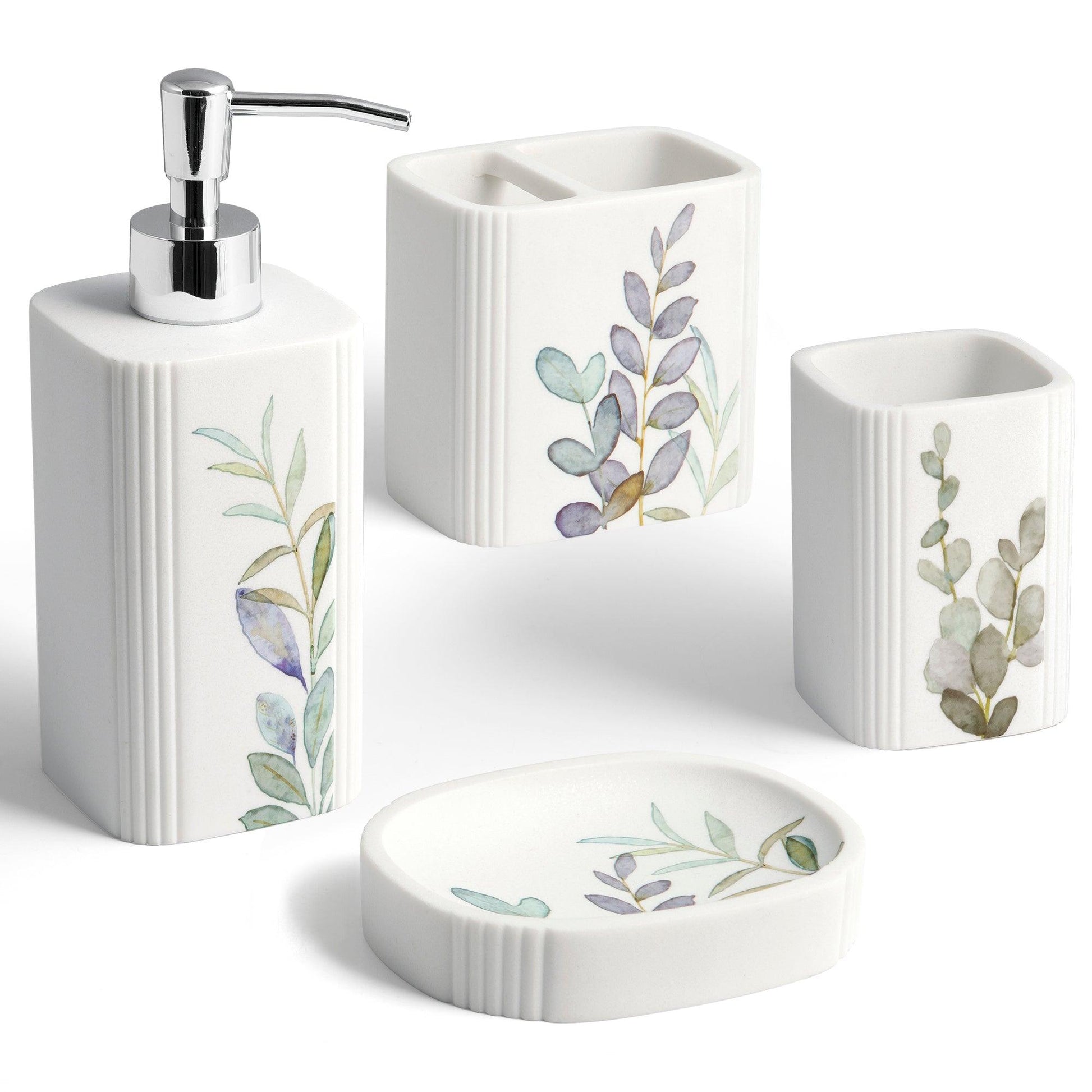 Botanical 4-Piece Bathroom Accessory Set - Allure Home Creation