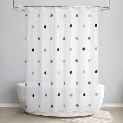 Dots Embellished Pom-Poms Shower Curtain - Allure Home Creation