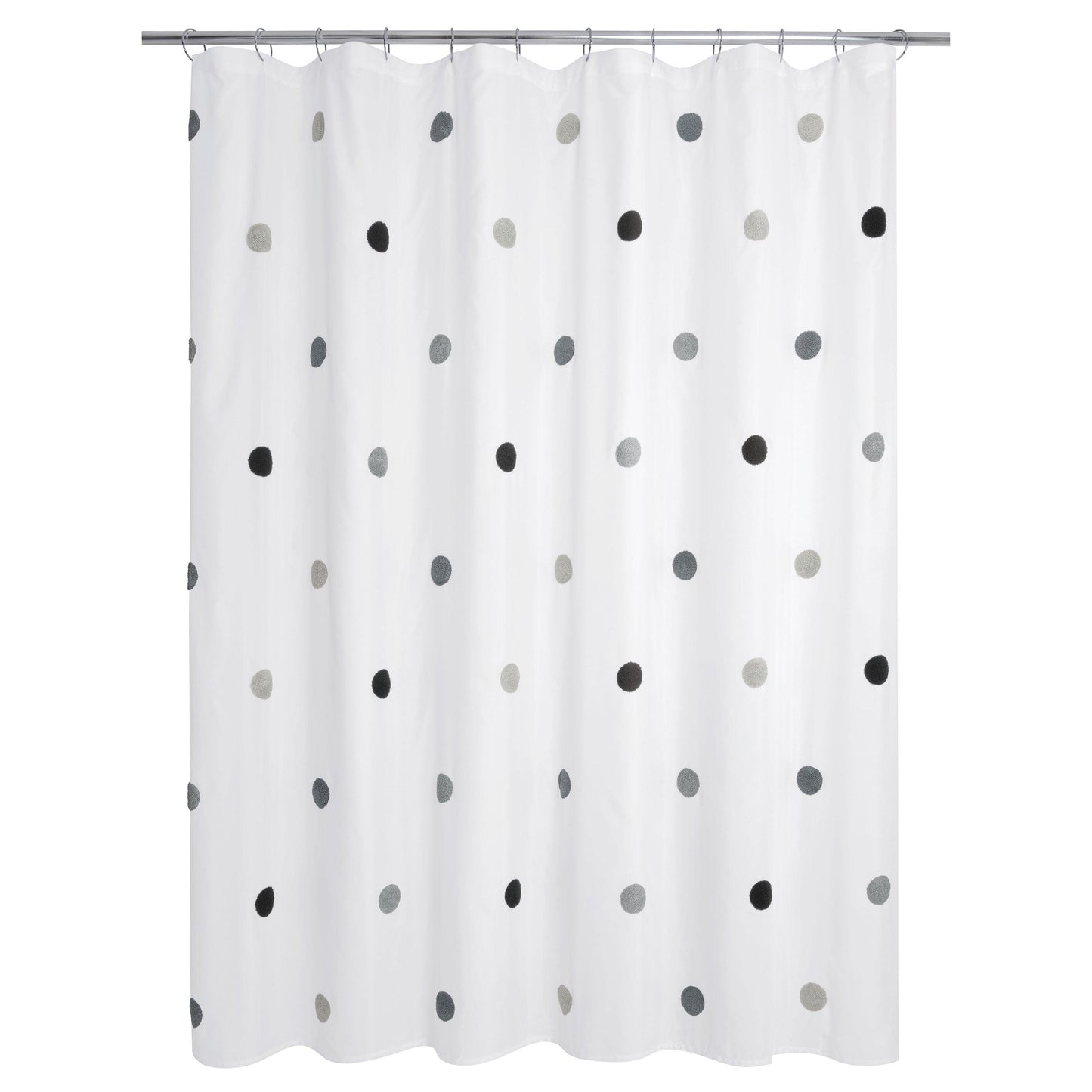 Dots Embellished Pom-Poms Shower Curtain - Allure Home Creation