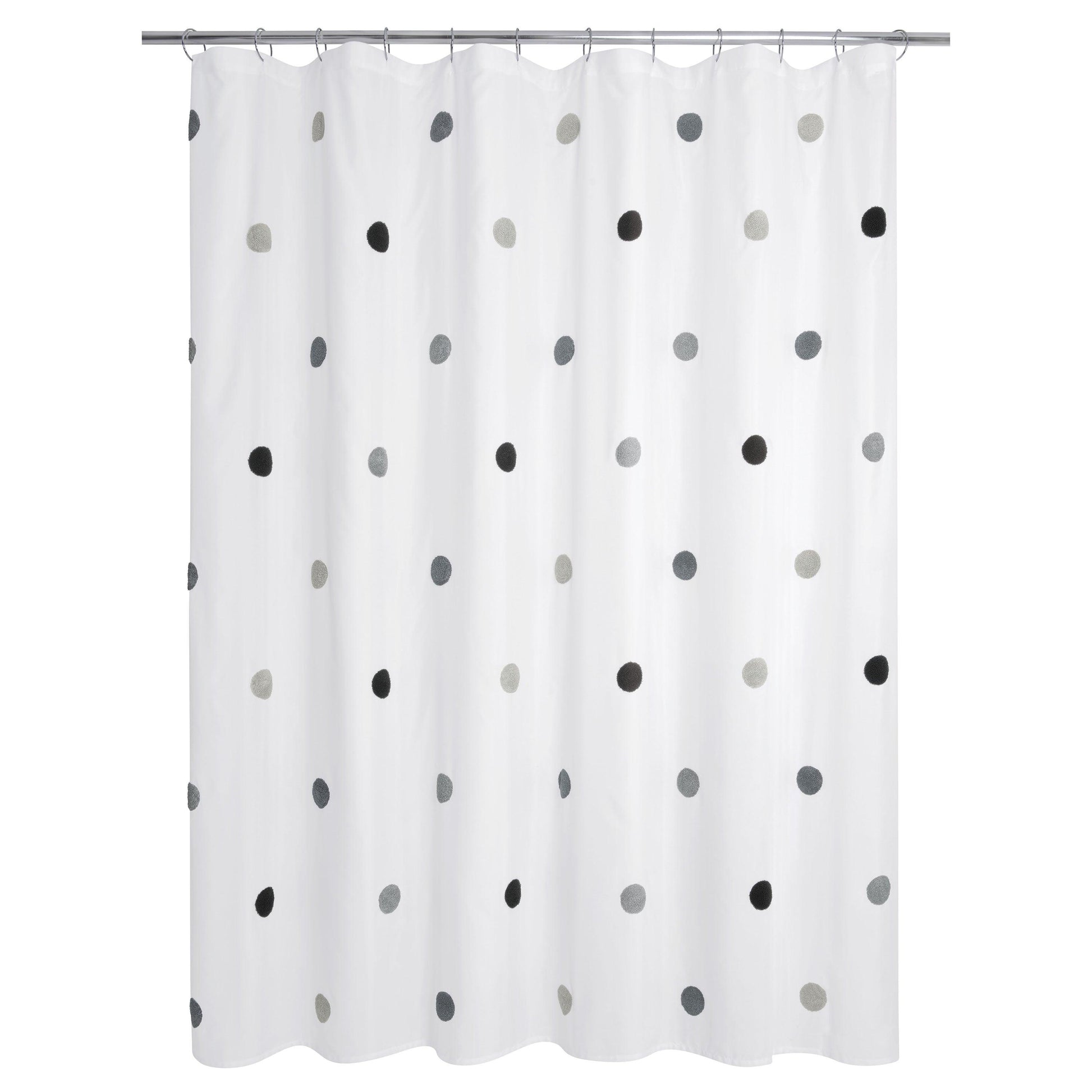 Dots Embellished Pom-Poms Shower Curtain - Allure Home Creation