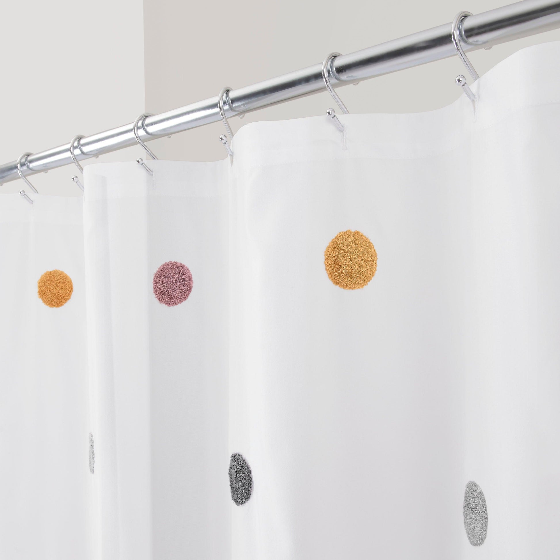 Dots Embellished Pom-Poms Shower Curtain - Allure Home Creation