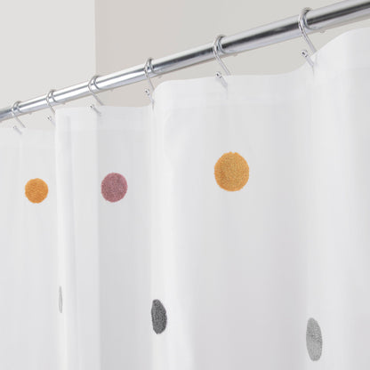 Dots Embellished Pom-Poms Shower Curtain - Allure Home Creation