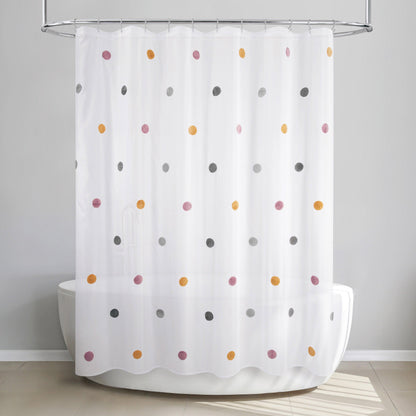 Dots Embellished Pom-Poms Shower Curtain - Allure Home Creation