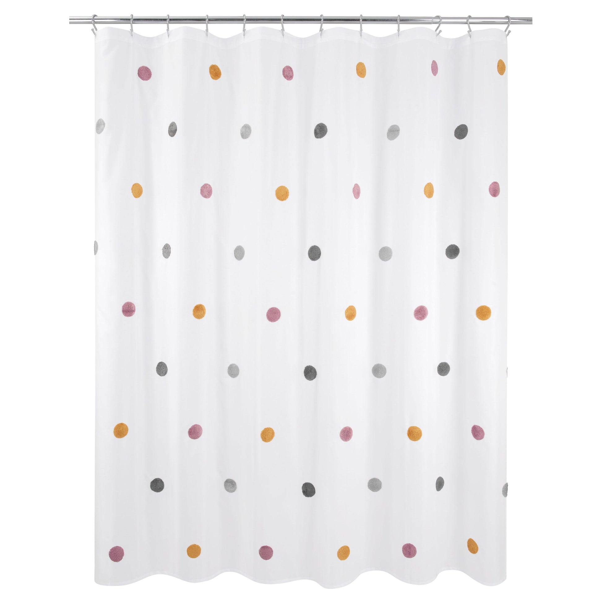 Dots Embellished Pom-Poms Shower Curtain - Allure Home Creation