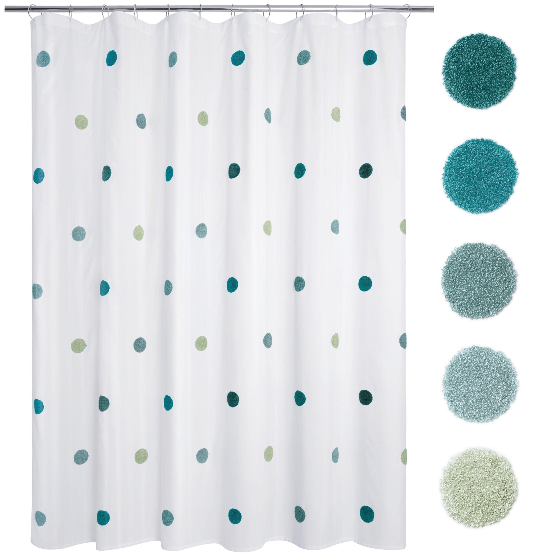 Dots Embellished Pom-Poms Shower Curtain - Allure Home Creation