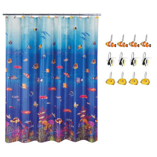 Under The Sea Fish 13-Piece Shower Set - Allure Home Creation