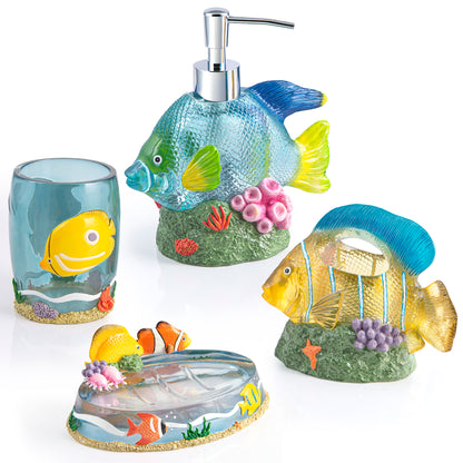 Under the Sea Resin 4-Piece Bathroom Accessory Set