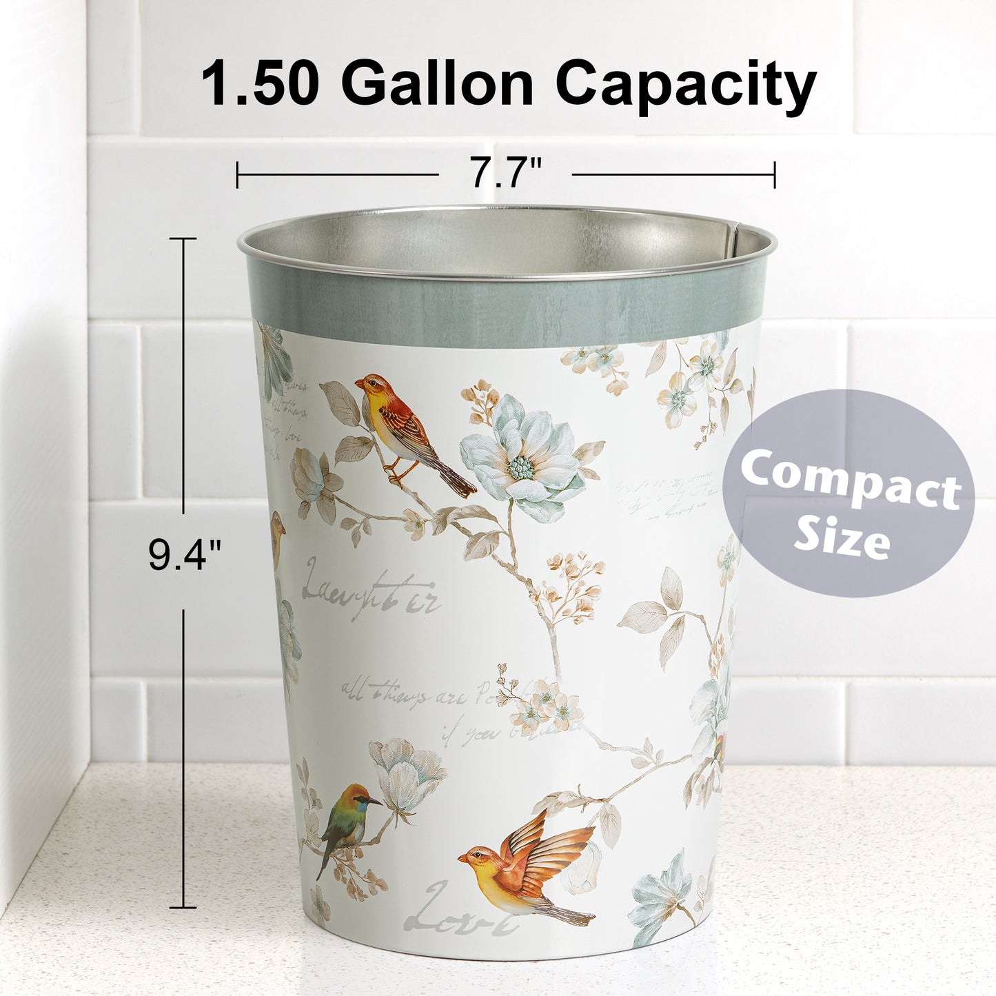 Birds and Botanicals Wastebasket