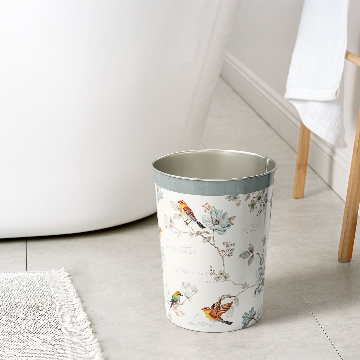Birds and Botanicals Wastebasket