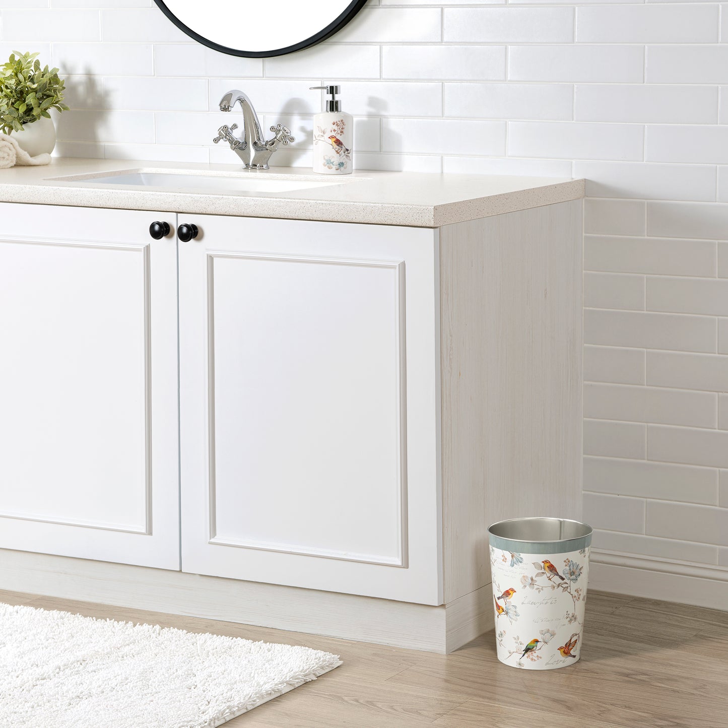 Birds and Botanicals Wastebasket