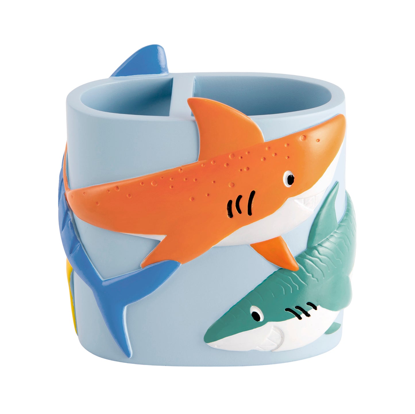 Colorful Sharks 3-Piece Bathroom Accessory Set