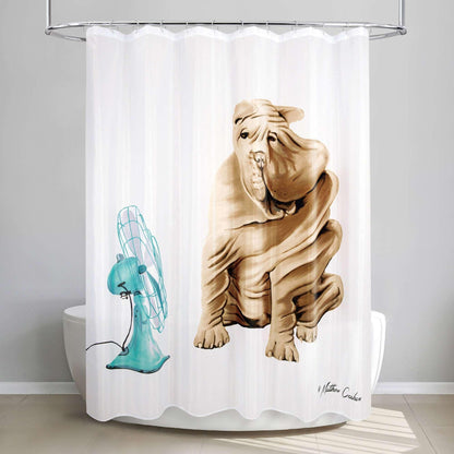 Fan Dog Shower Curtain - Allure Home Creation